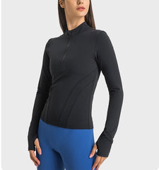 Long Sleeve Zip-collar Top