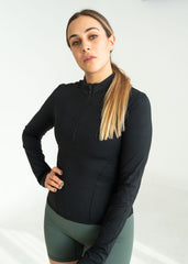 Long Sleeve Zip-collar Top